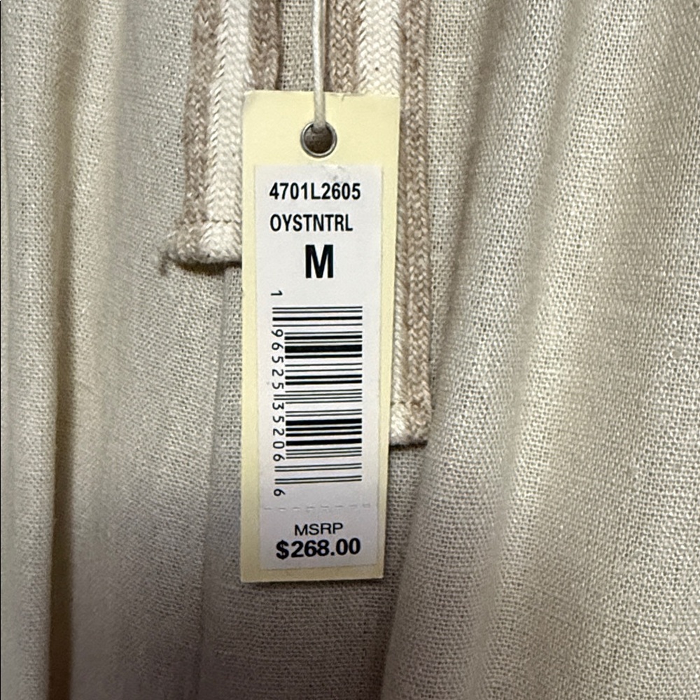 MAX STUDIO LONDON OYSTER LINEN WIDE LEG PANTS DRAWSTRING MID RISE NWT! - Picture 2 of 7